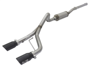 Picture of aFe Rebel Series CB 2-5in Dual Center Exit SS Exhaust w- Black Tips 07-15 Jeep Wrangler 3-6L-3-8L V6