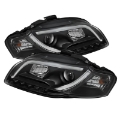 Picture of Spyder Audi A4 06-08 Projector Headlights Halogen Only - Light Tube DRL Blk PRO-YD-AA405-LTDRL-G2-BK