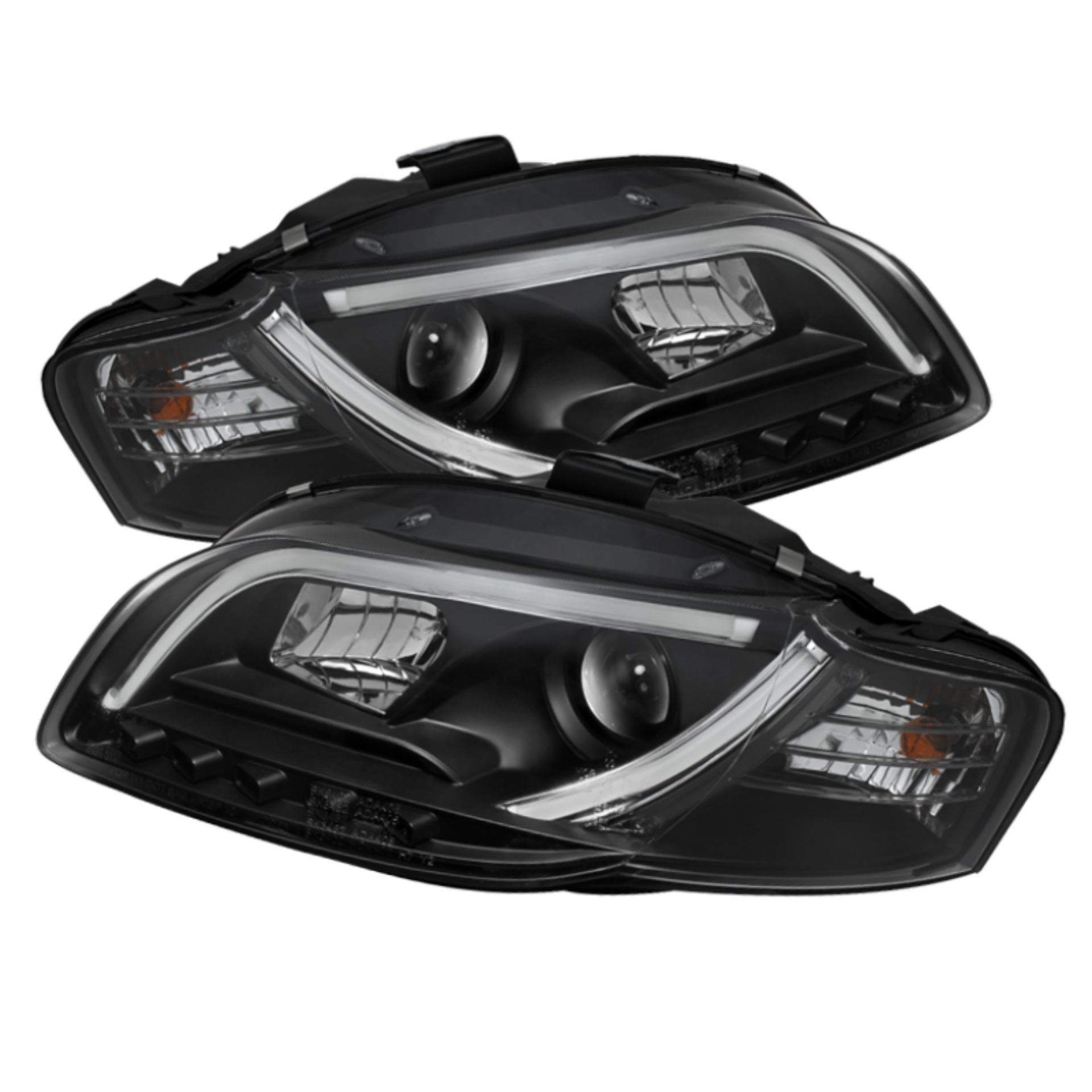 Picture of Spyder Audi A4 06-08 Projector Headlights Halogen Only - Light Tube DRL Blk PRO-YD-AA405-LTDRL-G2-BK