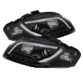 Picture of Spyder Audi A4 06-08 Projector Headlights Halogen Only - Light Tube DRL Blk PRO-YD-AA405-LTDRL-G2-BK