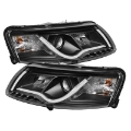 Picture of Spyder Audi A6 05-07 Projector Headlights Halogen Light Tube DRL Blk PRO-YD-ADA605-LTDRL-BK