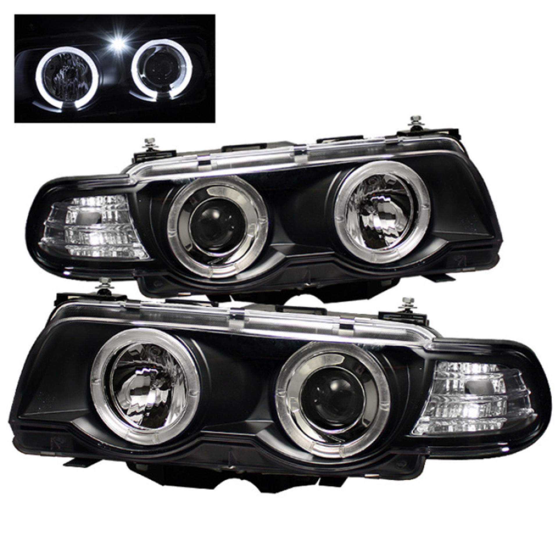 Picture of Spyder BMW E38 7-Series 99-01 Projector Headlights 1PC Xenon- LED Halo Blk PRO-YD-BMWE3899-HID-HL-BK
