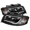 Picture of Spyder Audi A6 02-04 Projector Headlights Halogen Model Light Tube DRL Blk PRO-YD-ADA601-LTDRL-BK