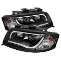 Picture of Spyder Audi A6 02-04 Projector Headlights Halogen Model Light Tube DRL Blk PRO-YD-ADA601-LTDRL-BK