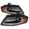 Picture of Spyder Audi A4 09-12 Projector Headlights Halogen Model Only - DRL LED Black PRO-YD-AA408-DRL-BK