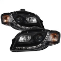 Picture of Spyder Audi A4 06-08 Projector Headlights Halogen Model Only - DRL Black PRO-YD-AA405-DRL-BK