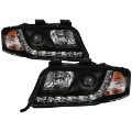 Picture of Spyder Audi A6 02-04 Projector Headlights Halogen Model Only - DRL Black PRO-YD-ADA601-DRL-BK
