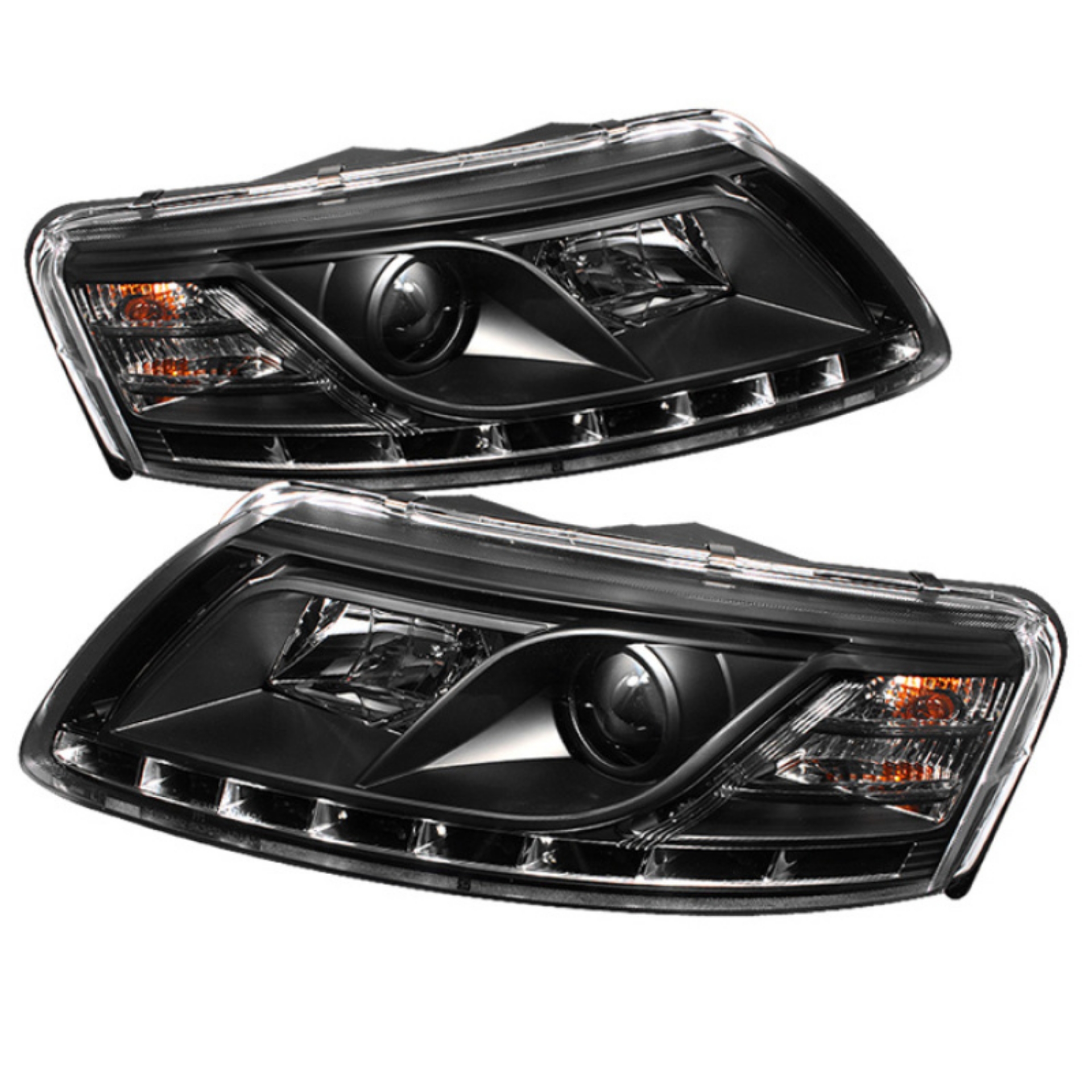 Picture of Spyder Audi A6 05-07 Projector Headlights Halogen Model Only - DRL Black PRO-YD-ADA605-DRL-BK