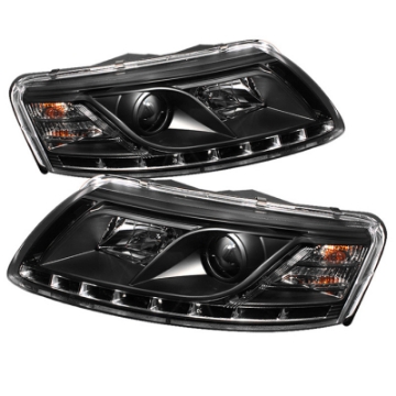 Picture of Spyder Audi A6 05-07 Projector Headlights Halogen Model Only - DRL Black PRO-YD-ADA605-DRL-BK