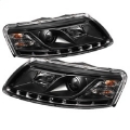 Picture of Spyder Audi A6 05-07 Projector Headlights Halogen Model Only - DRL Black PRO-YD-ADA605-DRL-BK