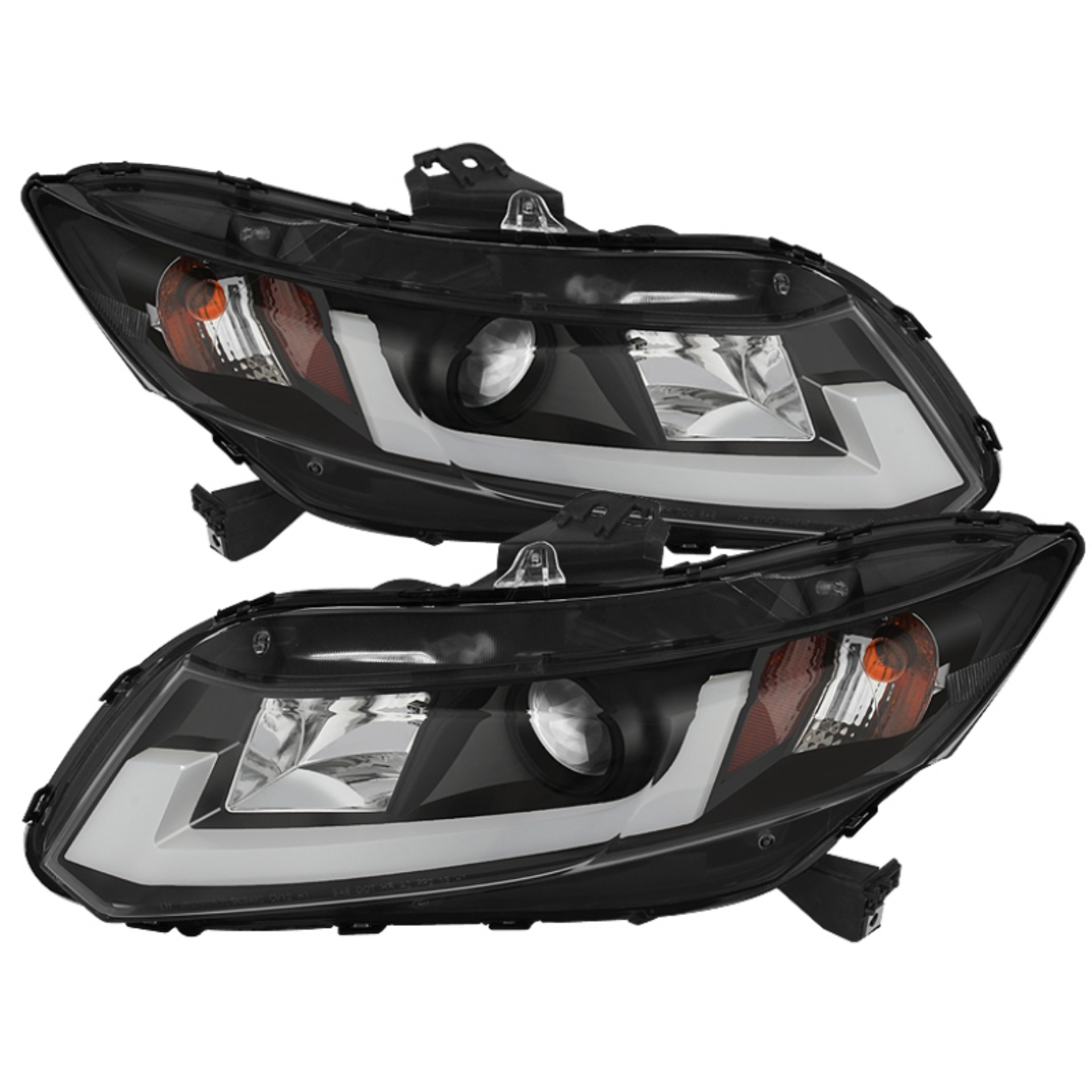 Picture of Spyder 12-14 Honda Civic Excl- 2014 Coupe Projector Headlights Lgtbr DRL Black PRO-YD-HC12-DRL-BK