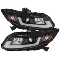 Picture of Spyder 12-14 Honda Civic Excl- 2014 Coupe Projector Headlights Lgtbr DRL Black PRO-YD-HC12-DRL-BK