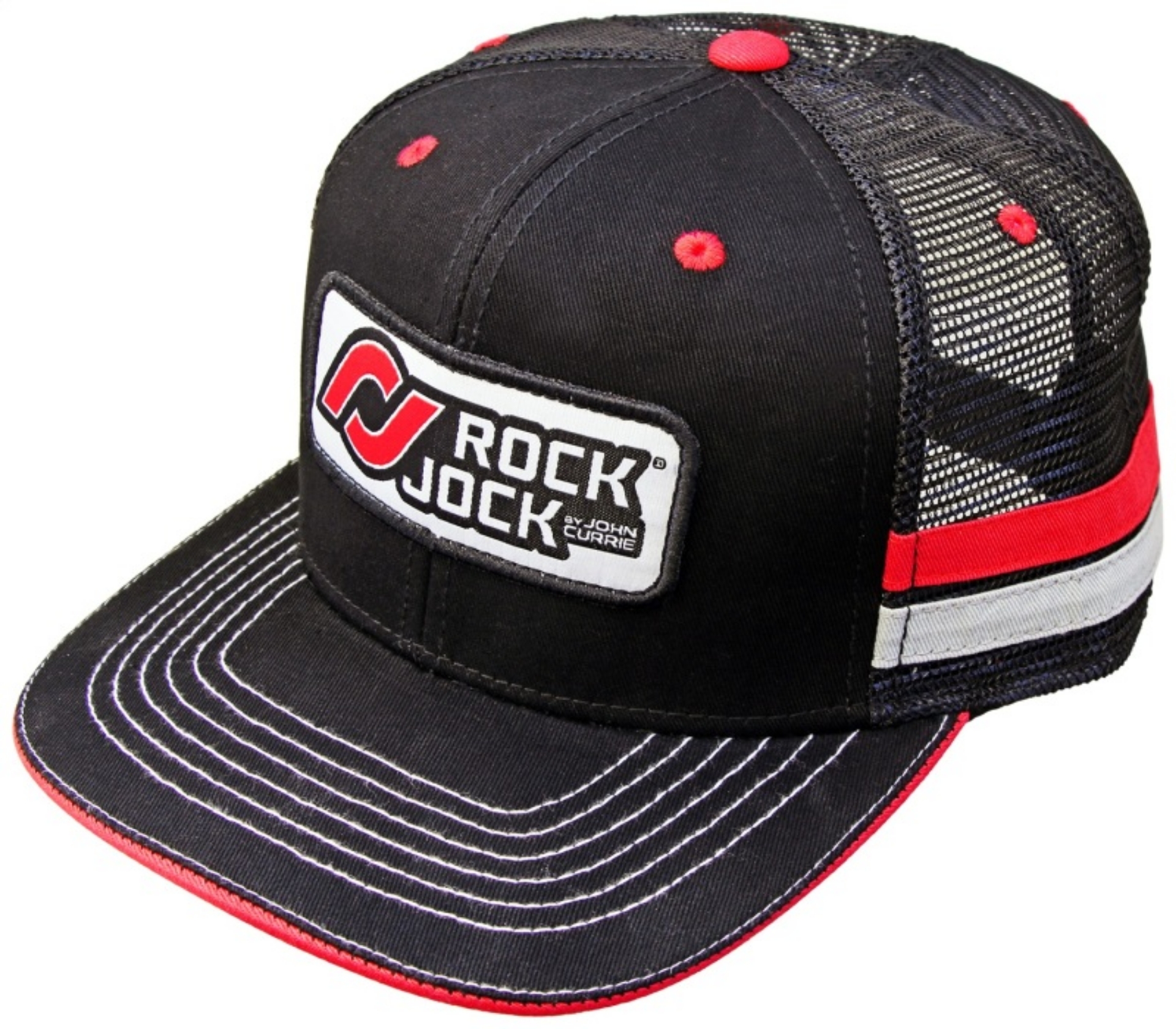 Picture of RockJock Retro Hat w- Stripes and Patch- Mesh Back Adjustable