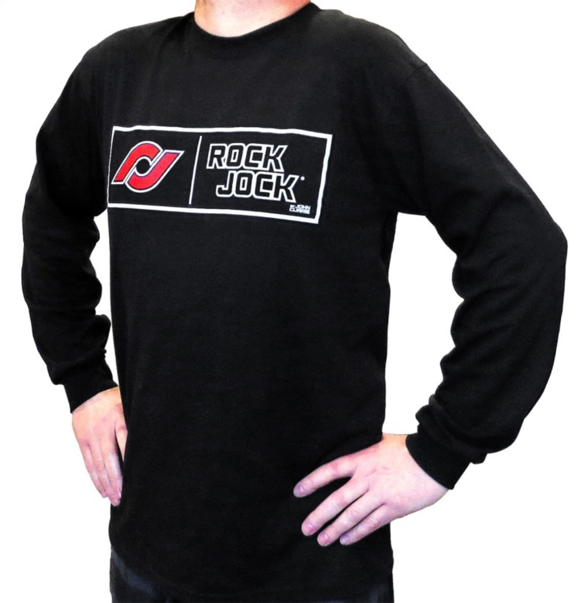 Picture of RockJock Long Sleeve T-Shirt w- Rectangle Logo Black Medium Print on the Front