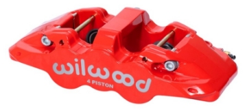 Picture of Wilwood Caliper - Aero4-DS Forged Four-Piston Caliper Black 1-12in Piston 1-10in Rotor - Red