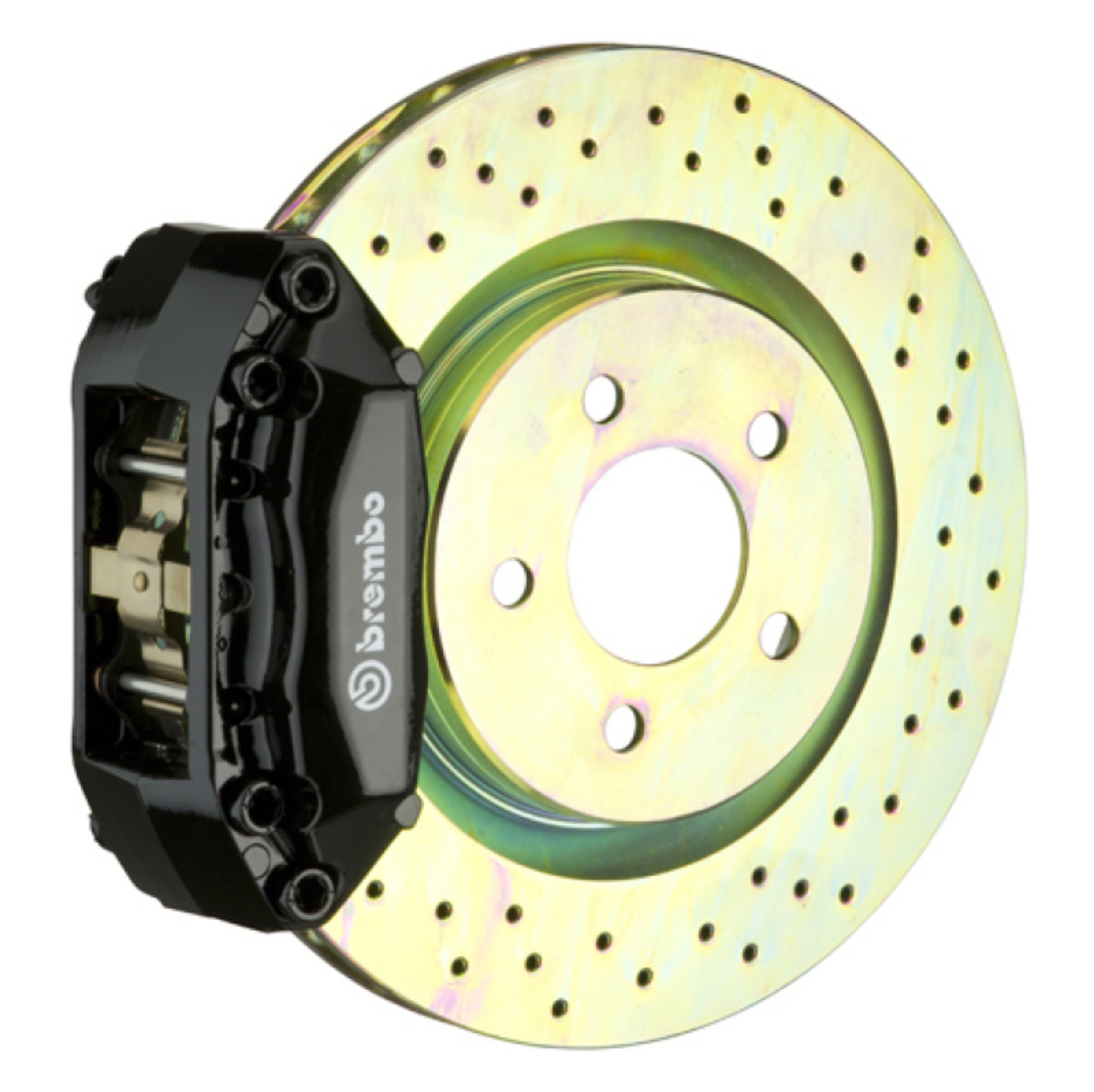 Picture of Brembo 99-06 TT 8N Front GT BBK 4 Piston Cast 2pc 323x28 1pc Rotor Drilled-Black