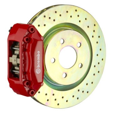 Picture of Brembo 04-08 Mazda6-06-08 Fusion Front GT BBK 4 Piston Cast 2pc 330x28 1pc Rotor Drilled-Red