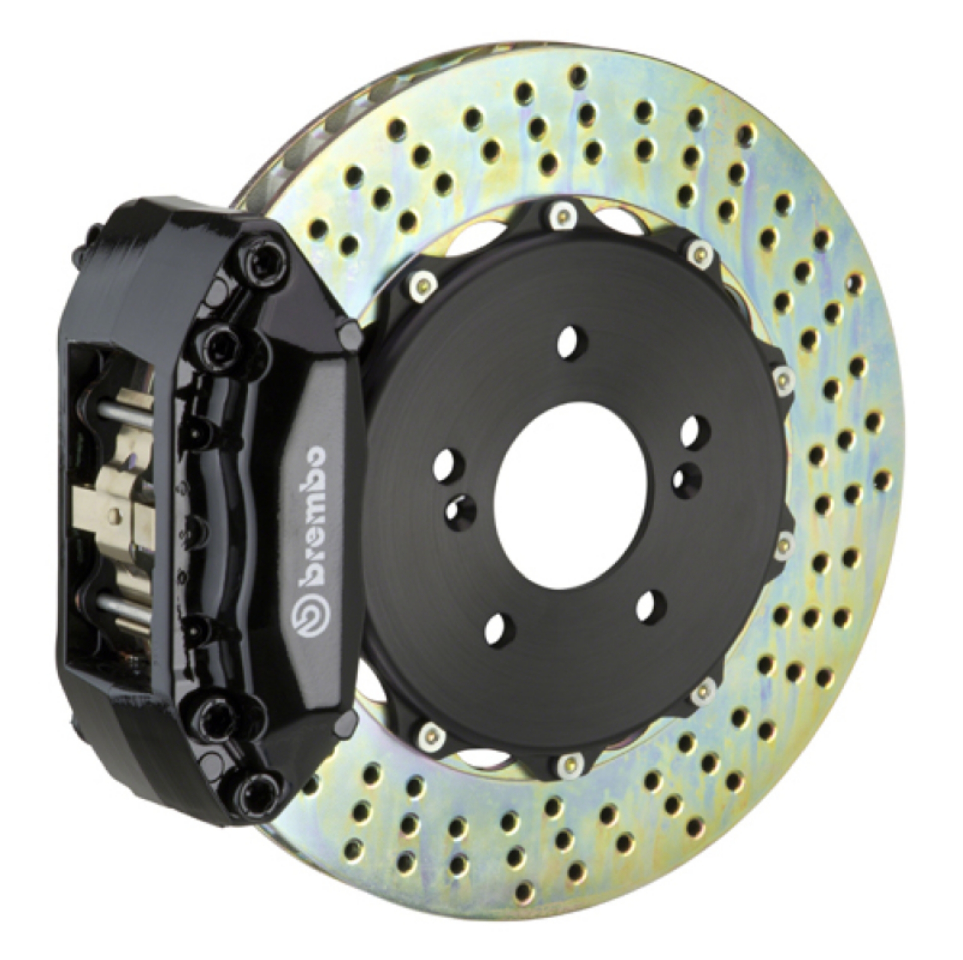 Picture of Brembo 04-11 RX-8 Front GT BBK 4 Piston Cast 2pc 328x28 2pc Rotor Drilled-Black