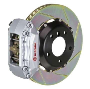 Picture of Brembo 03-08 Tiburon Front GT BBK 4 Piston Cast 2pc 328x28 2pc Rotor Slotted Type-1-Silver