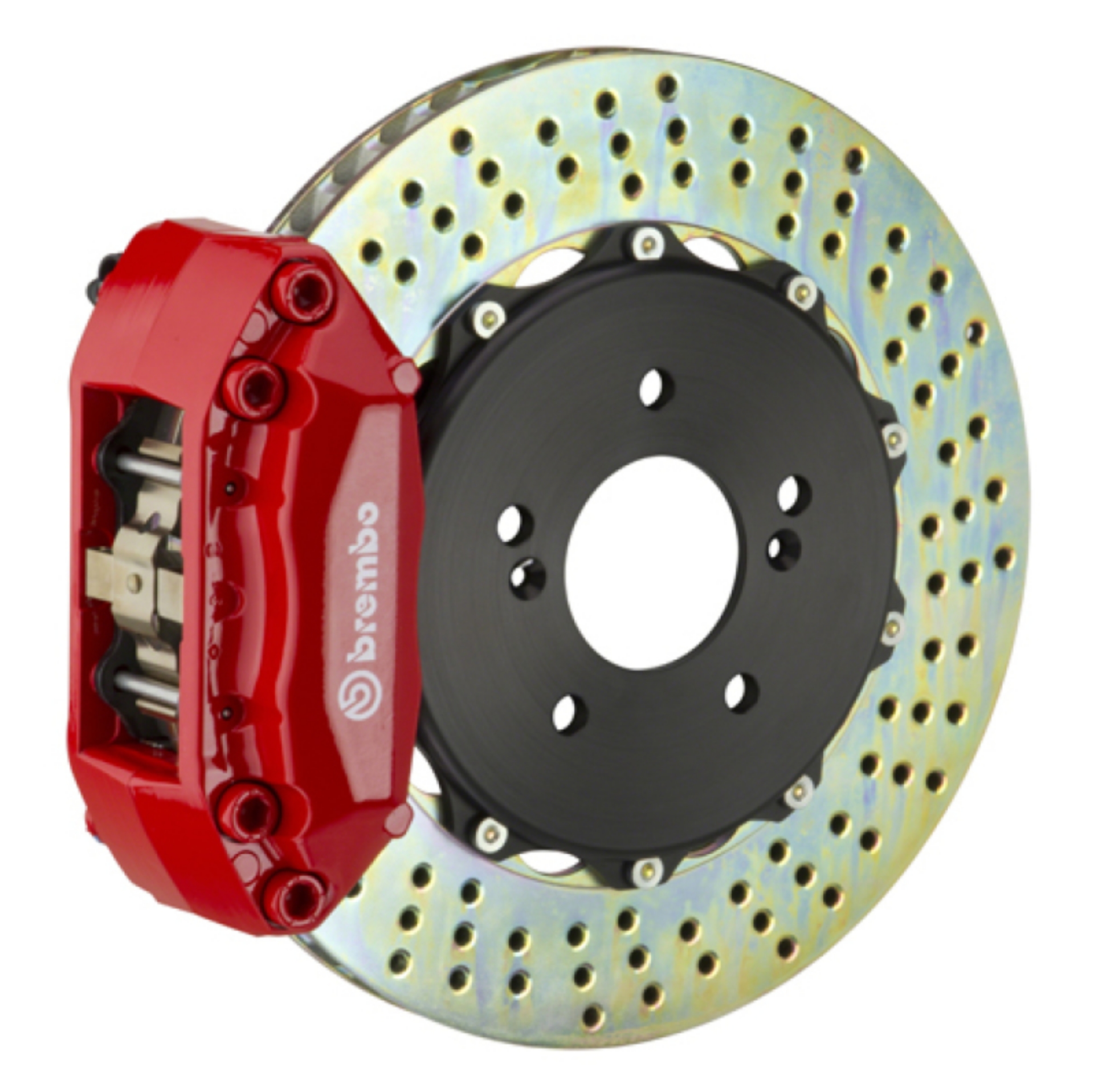 Picture of Brembo 00-02 RS4 Rear GT BBK 4 Piston Cast 2pc 328x28 2pc Rotor Drilled-Red