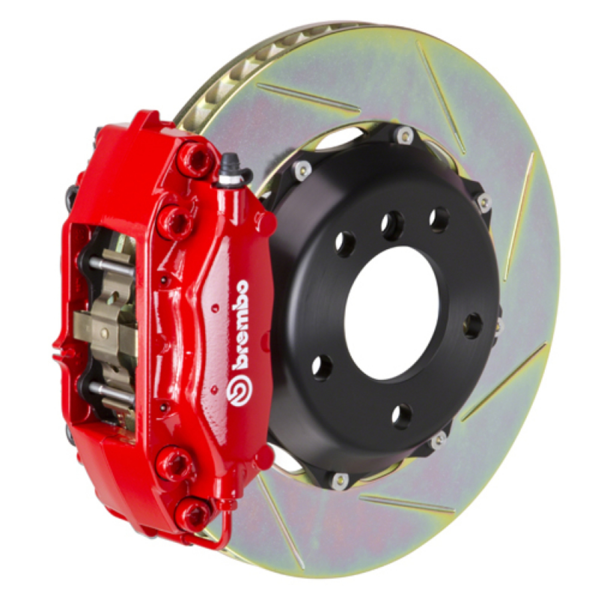 Picture of Brembo 03-08 SL500-SL550-09-12 SL550 Rear GT BBK 4 Pist Cast 2pc 328x28 2pc Rotor Slotted Type1-Red