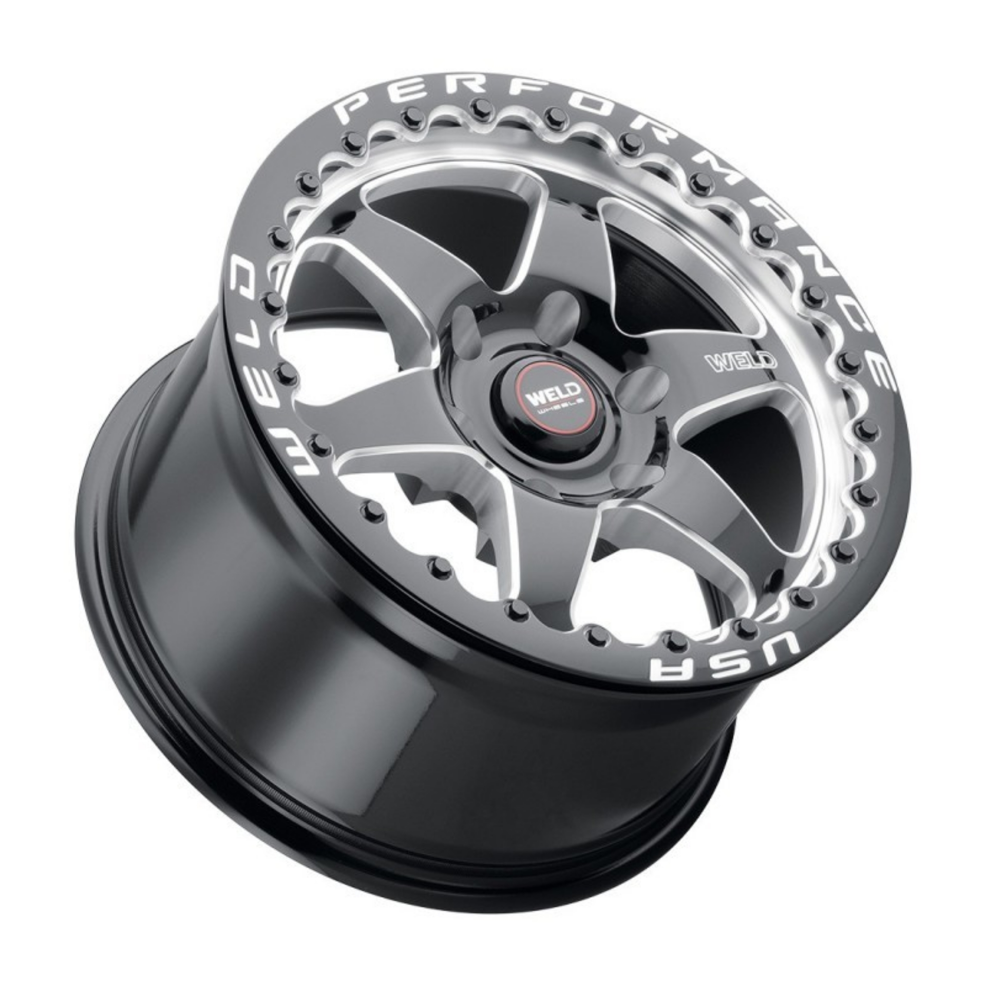 Picture of Weld S909 17x11 Ventura 6 Beadlock 6x127 ET36 BS7-375 Gloss BLK MIL DIA 78-1