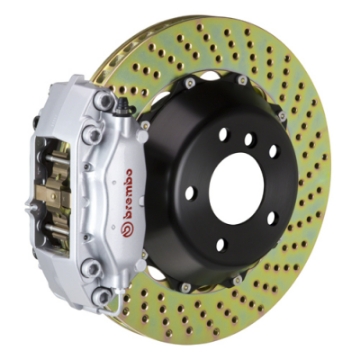 Picture of Brembo 04-08 S4-06-08 A4 Rear GT BBK 4 Piston Cast 2pc 345x28 2pc Rotor Drilled-Silver