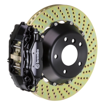 Picture of Brembo 03-09 E-Class Excl 4MATIC-AMG Rr GT BBK 4Pis Cast 2pc 345x28 2pc Rotor Drilled-Black