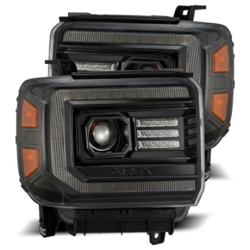 Picture of AlphaRex 14-18 GMC Sierra PRO-Series Proj Headlights Plank Alpha Blk w-Activ Light-Seq Signal-DRL