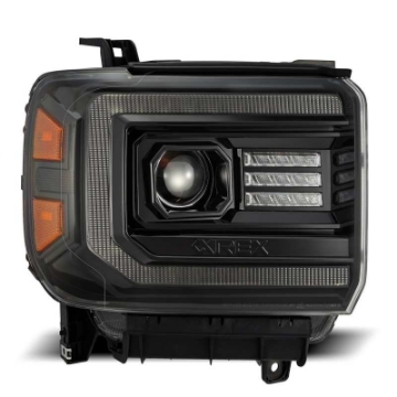Picture of AlphaRex 14-18 GMC Sierra LUXX LED Proj Headlights Plnk Style Alpha Blk w-Activ Light-Seq Signal-DRL