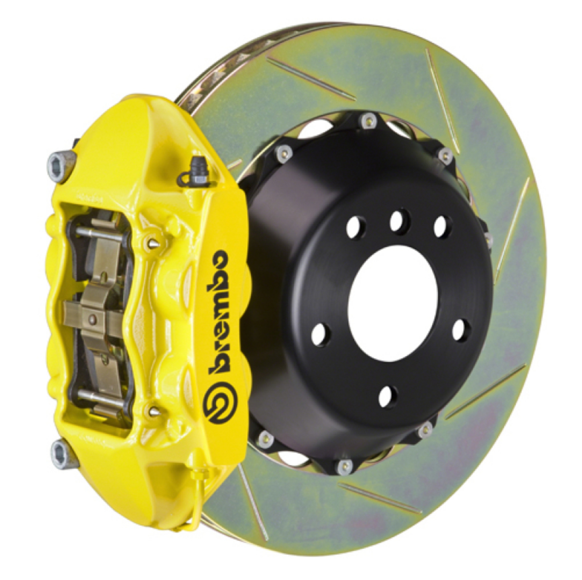 Picture of Brembo 97-04 Corvette C5 Rear GT BBK 4 Piston Cast 345x28 2pc Rotor Slotted Type-1- Yellow
