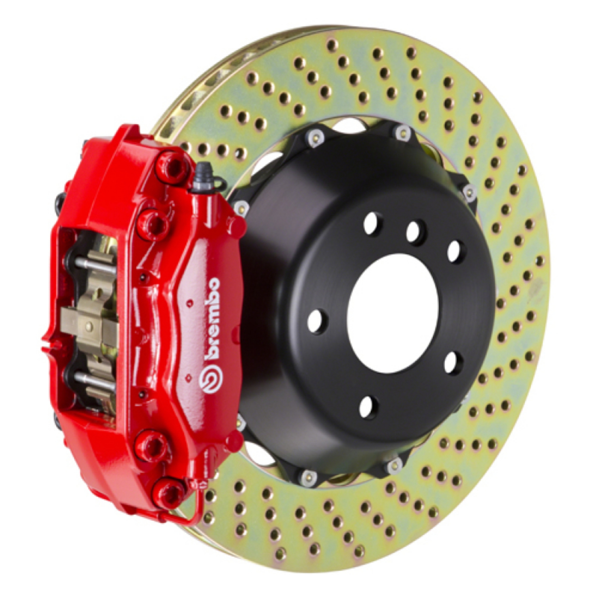 Picture of Brembo 04-10 5-Series Excl- xDrive-M5 Rear GT BBK 4 Piston Cast 345x28 2pc Rotor Drilled-Red