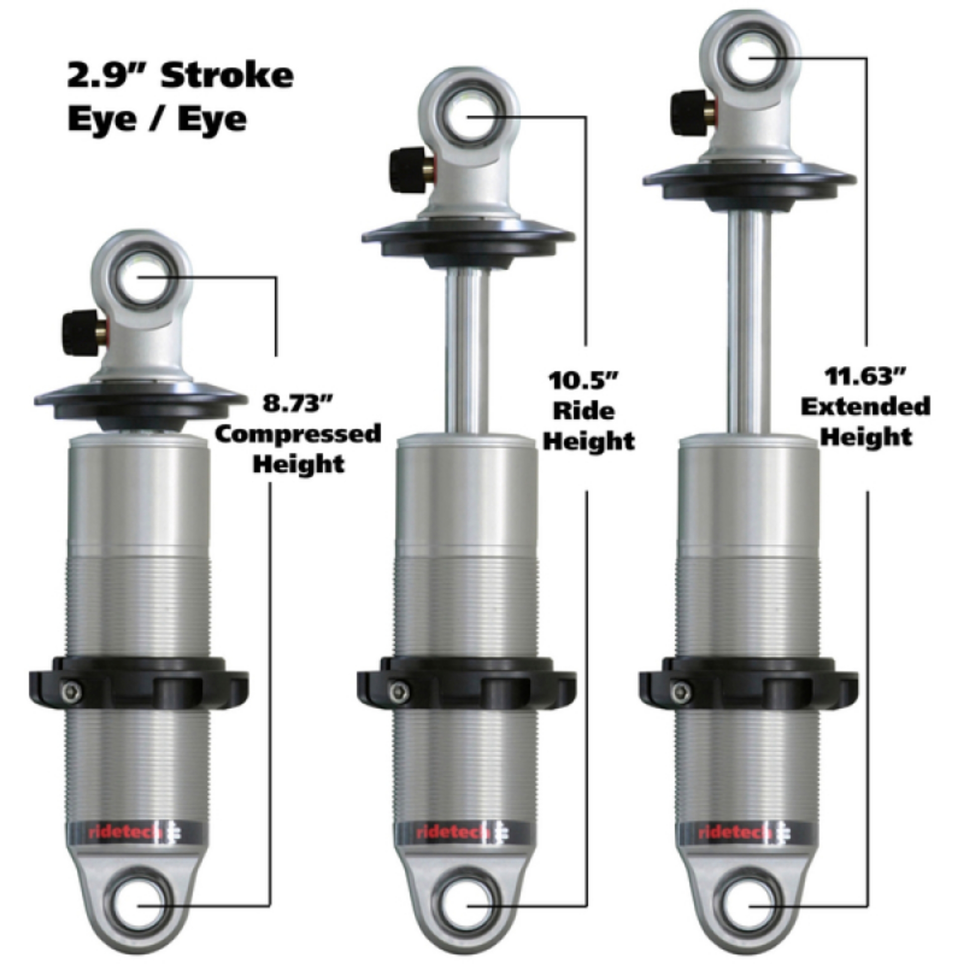 Picture of Ridetech HQ Series CoilOver Shock 2-9in Travel 2-5in Coil Eye-Eye Mounting 8-725inx11-625in