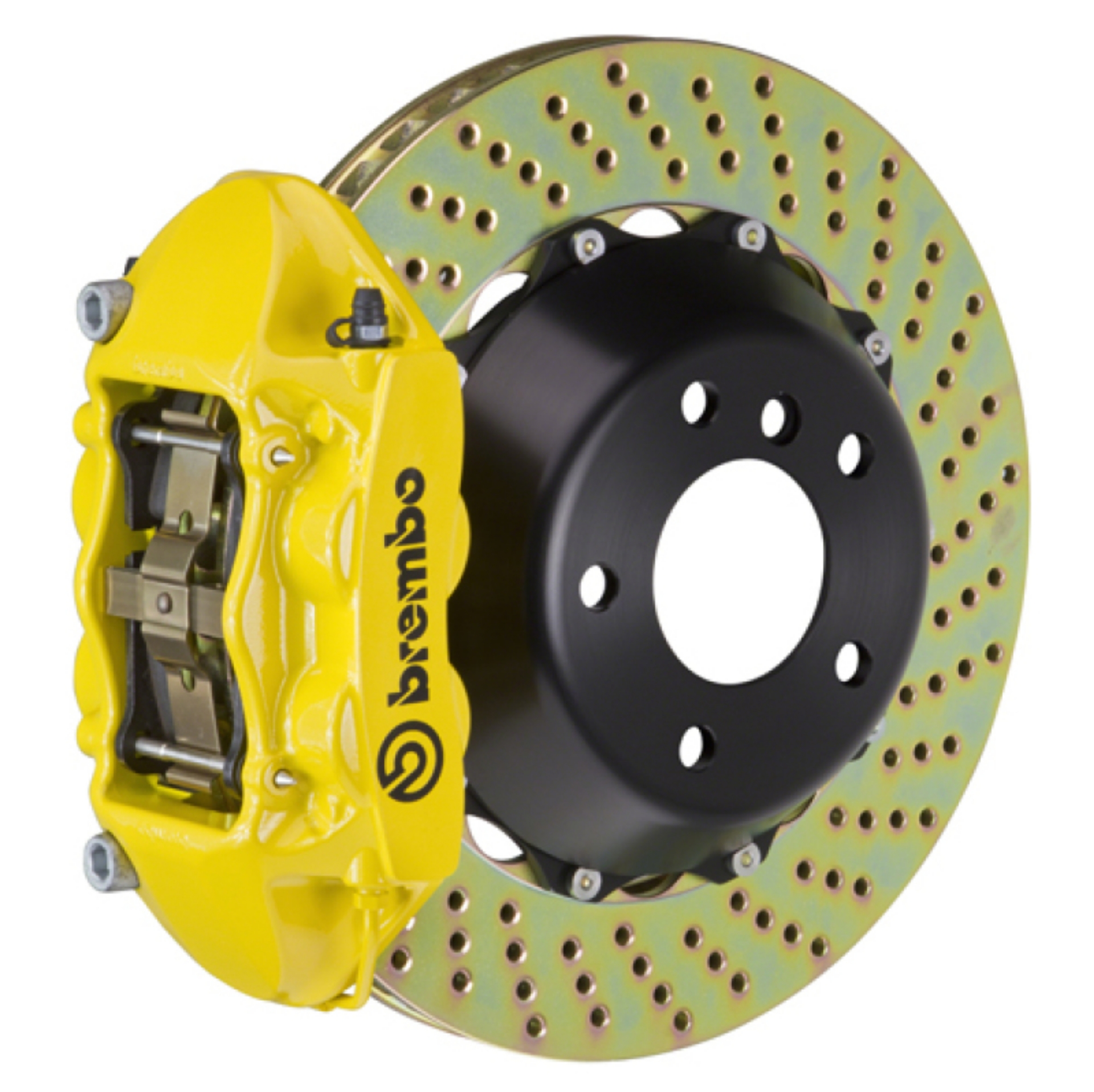 Picture of Brembo 03-09 E55 AMG Rear GT BBK 4 Piston Cast 380x28 2pc Rotor Drilled- Yellow