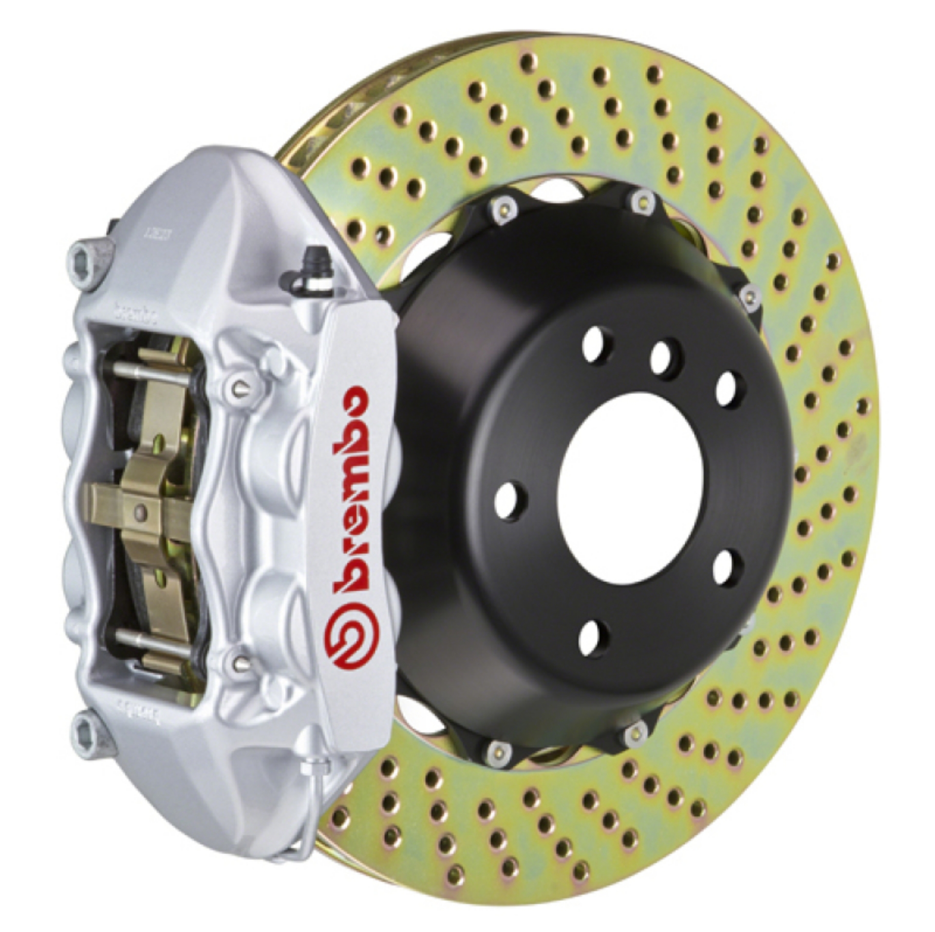 Picture of Brembo 03-09 Range Rover Rear GT BBK 4 Piston Cast 380x28 2pc Rotor Drilled-Silver