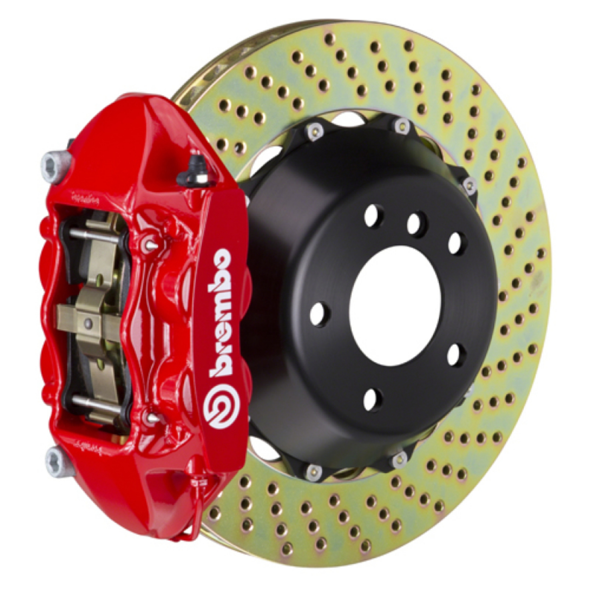 Picture of Brembo 03-07 Cayenne-S-Turbo Rear GT BBK 4 Piston Cast 380x28 2pc Rotor Drilled-Red