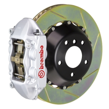 Picture of Brembo 03-09 E55 AMG Rear GT BBK 4 Piston Cast 380x28 2pc Rotor Slotted Type1-Silver