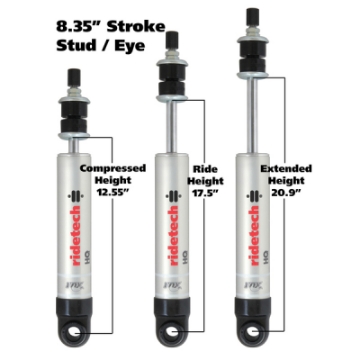 Picture of Ridetech HQ Series Shock Absorber Single Adjustable 8-35in Stroke Eye-Stud Mounting 12-55in x 20-9in
