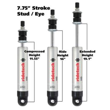 Picture of Ridetech HQ Series Shock Absorber Single Adjustable 7-55in Stroke Eye-Stud Mounting 11-55in x 19-1in