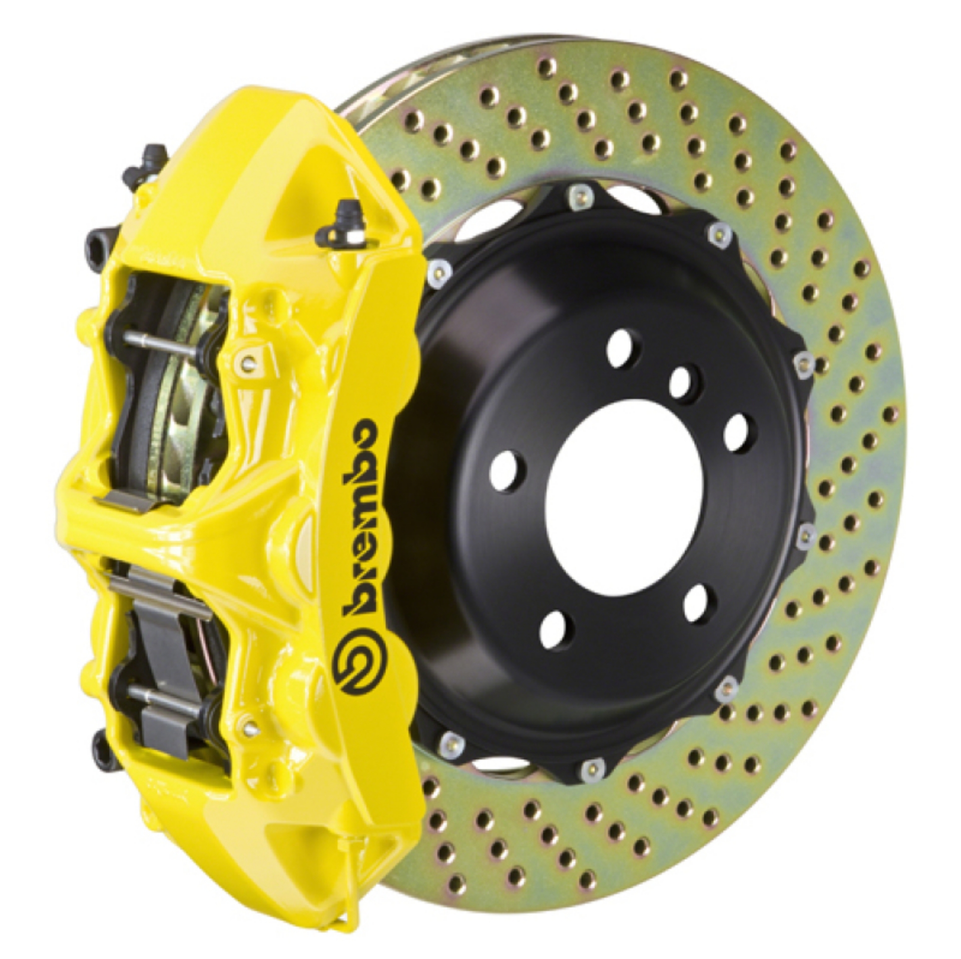 Picture of Brembo 99-05 S2000 Front GT BBK 6 Piston Cast 355x32 2pc Rotor Drilled- Yellow
