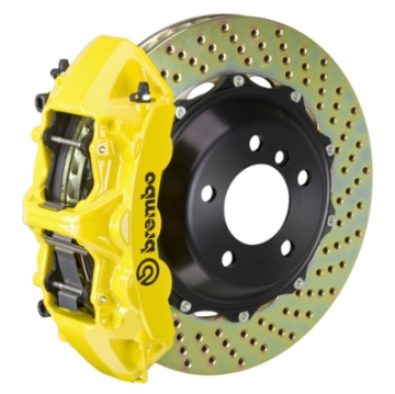 Picture of Brembo 04-05 R32 Mk4 Front GT BBK 6 Piston Cast 355x32 2pc Rotor Drilled- Yellow
