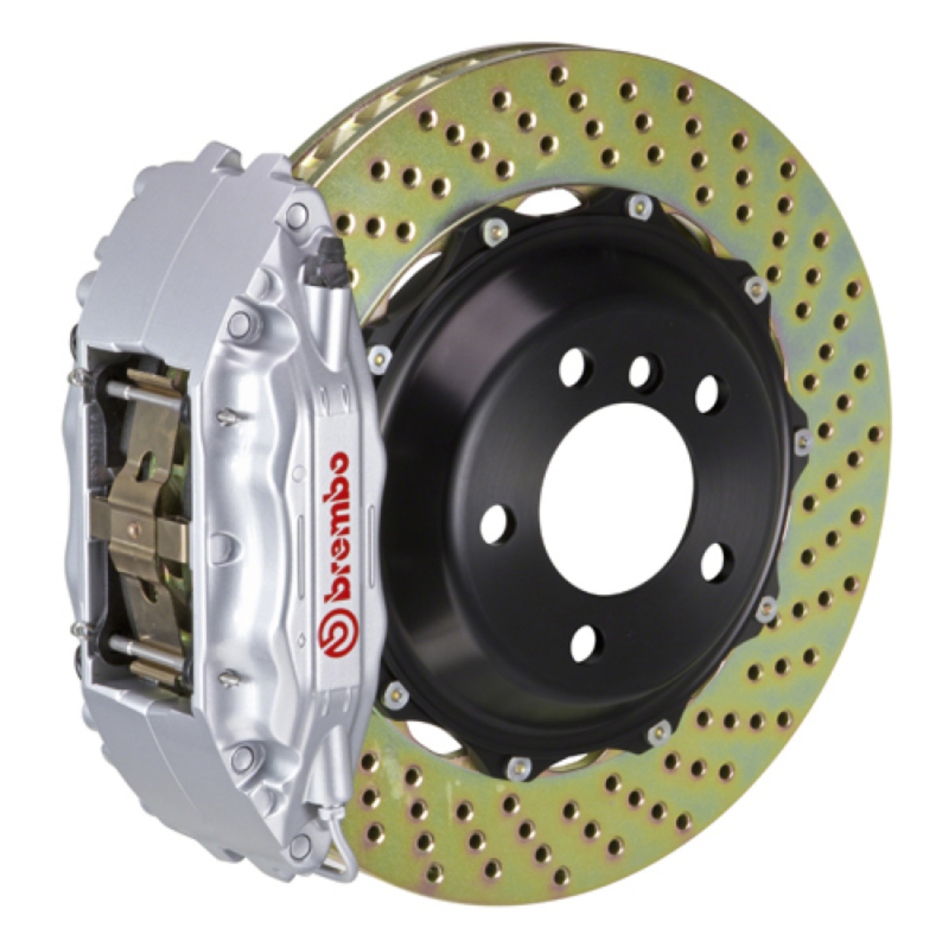 Picture of Brembo 03-08 FX35-FX45 Front GT BBK 4 Piston Cast 2pc 380x32 2pc Rotor Drilled-Silver