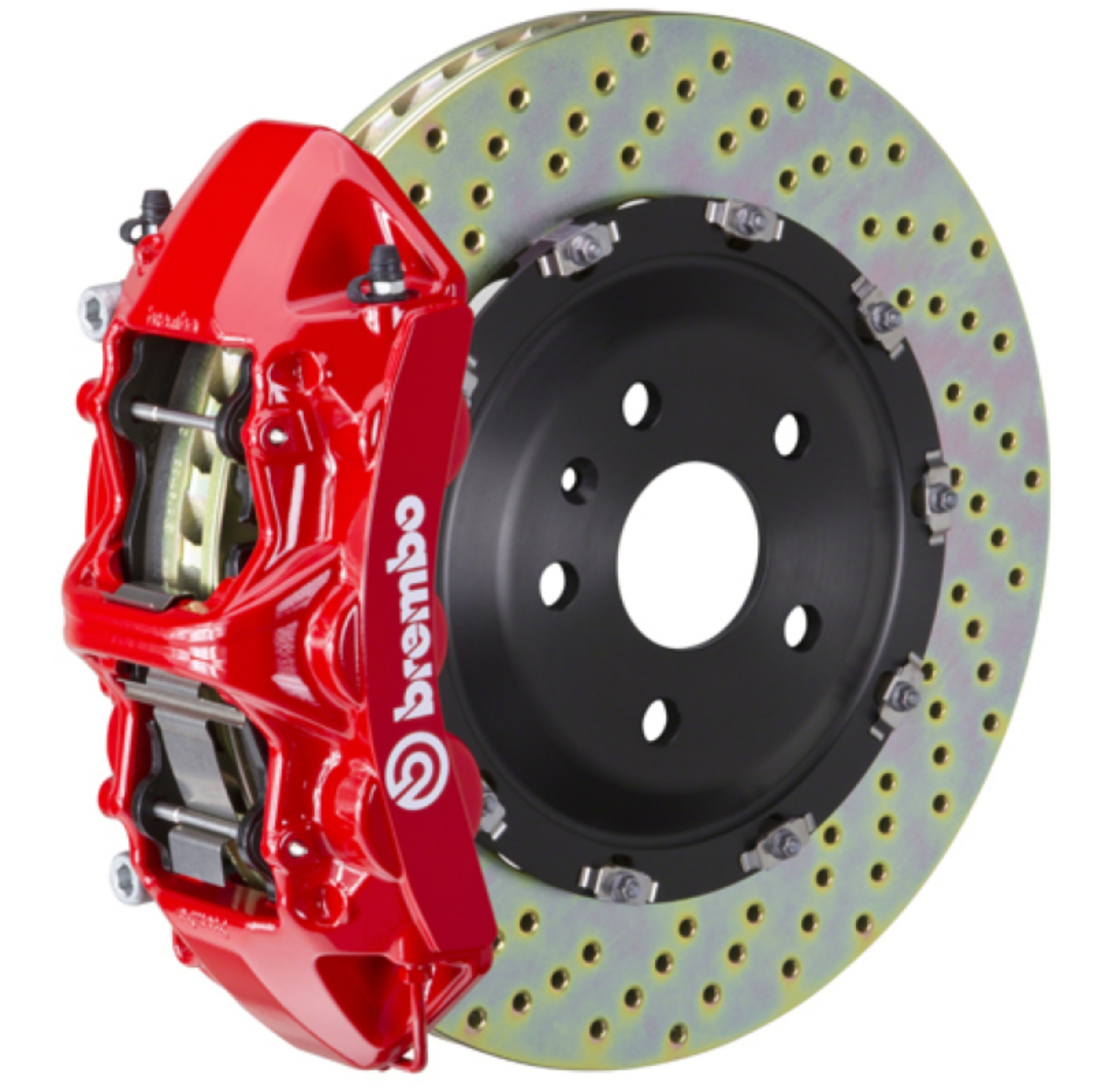 Picture of Brembo 04-08 S4 B6-B7 Front GT BBK 6 Piston Cast 365x34 2pc Rotor Drilled-Red