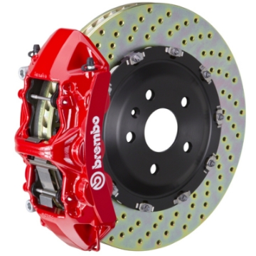 Picture of Brembo 04-08 S4 B6-B7 Front GT BBK 6 Piston Cast 365x34 2pc Rotor Drilled-Red