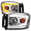 Picture of ANZO 06-09 Dodge RAM 1500-2500-3500 Headlights Chrome Housing-Clear Lens w-Switchback Light Bars