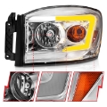 Picture of ANZO 06-09 Dodge RAM 1500-2500-3500 Headlights Chrome Housing-Clear Lens w-Switchback Light Bars
