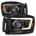 Picture of ANZO 06-09 Dodge RAM 1500-2500-3500 Headlights Black Housing-Clear Lens w- Light Bars
