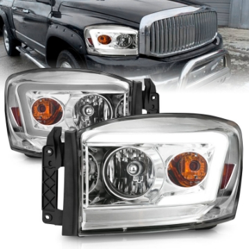 Picture of ANZO 06-09 Dodge RAM 1500-2500-3500 Headlights Chrome Housing-Clear Lens w- Light Bars