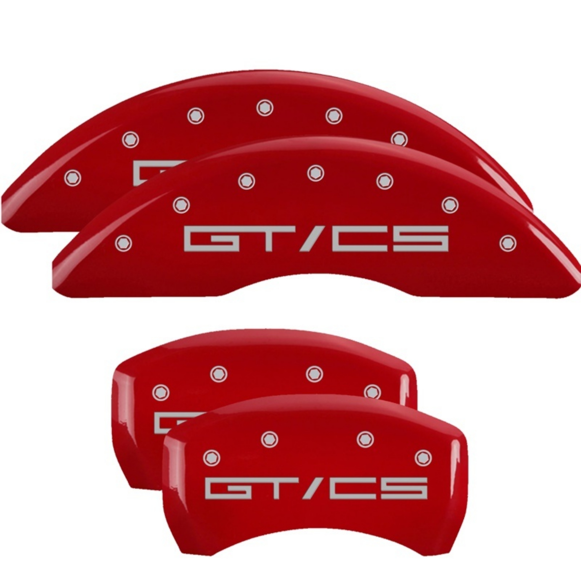 Picture of MGP 15-21 Ford Mustang GT-CS 4 Caliper Covers Engraved Front & Rear MGP Red finish silver ch