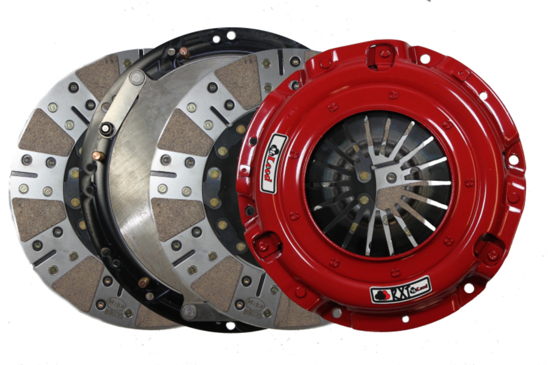 Picture of McLeod RXT Twin Disc Clutch Kit 18-19 Ford Mustang RXT 1 x 26 Spline 0 Bal w-164T 8 Bolt AL Flywheel